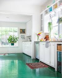 Love This Kitchen With Its Green Painted Floors So Much Painted Kitchen Floors Kitchen Flooring Floor Design
