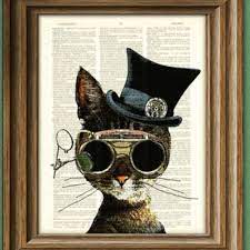 Steampunk Cat Vintage Steam Punk Image Cat In A Top Hat Wearing Steam Punk Style Round Glasses Fun Interesting And Creative Steampunk Cat Art Steampunk Art