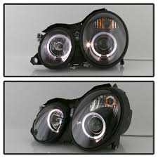 Black 1998 2002 Mercedes Benz W208 Clk Clk320 Clk430 Clk55 Amg Osram Led Halo Drl Daytime Running Lights Mercedes Clk Projector Headlights Mercedes Convertible