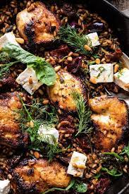 One Skillet Greek Sun Dried Tomato Chicken And Farro Half Baked Harvest Recipe Recipes Chicken Recipes Sun Dried Tomato