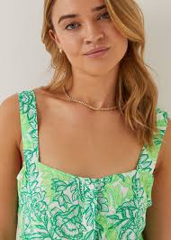 JDY Starr Green Floral Mini Strap Dress