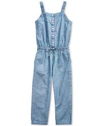 Polo Ralph Lauren Little Girls Indigo Cotton Chambray Jumpsuit Reviews Dresses Kids Macy S