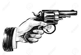 Draw the major shapes of the hand. Hand Holding Revolver Gun Ink Black And White Drawing Stock Photo Picture And Royalty Free Image Image 142816407