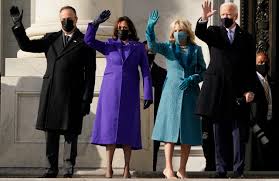 To top her vibrant ensemble off, she wore a statement pearl necklace with. Kamala Harris Jill Biden Wear Smaller Designers At Inauguration Wwd