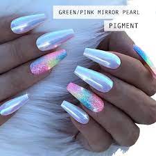 Pearl Green Pink Mirror Finish Chrome Mirror Nail Powder Etsy Chrome Mirror Nails Chrome Nails Mirror Nails Powder