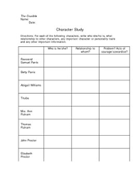 crucible characters worksheets teaching resources tpt