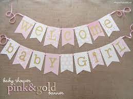 See more ideas about baby shower banner, party supplies, baby shower. Pink And Gold Baby Shower Banner Welcome Baby Girl 1 0 Pink Baby Shower Baby Shower Princess Pink Gold Baby Shower