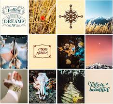 Made of durable material, wall stickers stay put no matter where they're at, and they liven up bathrooms or bedrooms in minutes. Buy Wall Collage Kit Boho Wall Decor 12 Prints 8x10 Inch Set Perfect Photo Collage Kit For Wall Aesthetic Aesthetic Room Decor For Teen Girls Photo Collage