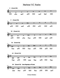 baritone treble clef major scales with fingerings by johnson