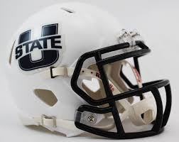 It consists of a hard plastic shell with thick padding on the inside. Utah State Aggies Ncaa Mini Speed Football Helmet Gameday Connexion Sports Memorabilia Collectibles