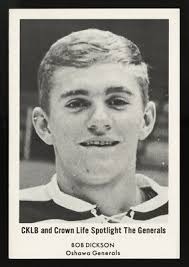 1965-66 CKLB CROWN LIFE OSHAWA GENERALS BOB DICKSON ROOKIE CARD: NO BOBBY  ORR RC