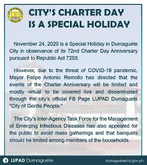 We did not find results for: City S Charter Day Is A Special Holiday Dumaguete City