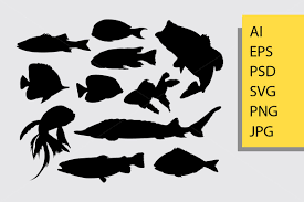 Download Fish Silhouette Graphic By Cove703 Creative Fabrica Fish Silhouette Animal Silhouette Silhouette PSD Mockup Templates