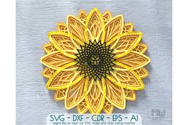 Download Layered Sunflower Svg Cut File 3d Svg Sunflower Mandala 1450645 Paper Cutting Design Bundles