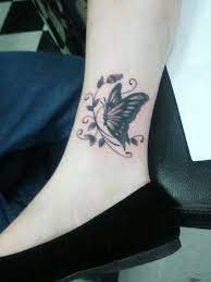 Black Butterfly Tattoo On Ankle