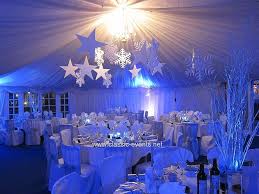 Silver chargers and my silver rimmed good china are set for each place setting. Classic Events Venue Styling Winter Wonderland Tudor Marriott Country Club Hotel Kent Winter Wonderland Party Winter Wonderland Christmas Party Winter Wonderland Theme