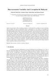 Corporations and corruption in canada. Pdf Macroeconomic Variables And Corruption In Malaysia