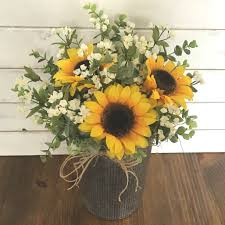Farmhouse Sunflower Arrangement Rustic Floral Arrangement Faux Sunflower Arrangement Rustic Farmhouse Decor Housewarming Gift Get Well Gift Sunflower Floral Arrangements Sunflower Arrangements Sunflower Centerpieces