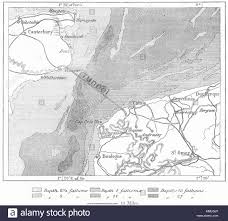 Dover Strait Planned Channel Tunnel Sketch Map C1885 Old