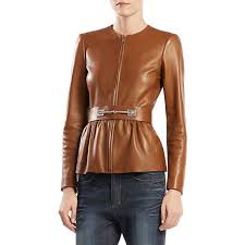 Gucci Belted Leather Jacket Leather Jackets Women Brown Leather Coat Leather Jacket