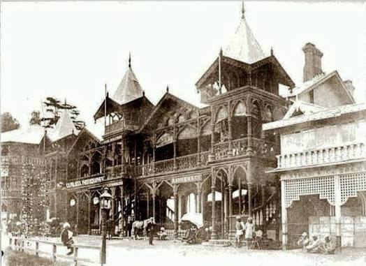 GLIMPSE OF OLD SIMLA Photograph shows, The Mall, Bank Building and Post Office Location --- Simla in 1912 .