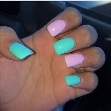 These are white tips, you can go for natural color, pink or any other you want. Light Blue Acrylic Nails Short Square Novocom Top