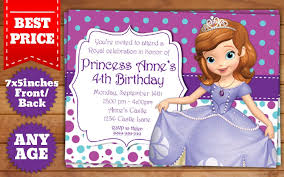 Make your child's birthday special and one that all revisions are free of charge until you are absolutely happy with your card. Download Sofia The First Birthday Invitation Template 4 Birthday Invitation Templates First Birthday Invitations Birthday Invitations