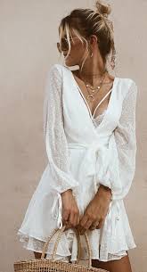 Summer Outfits White Lace Deep V Neck Mini Dress Lace White Dress Fashion Dress Outfits