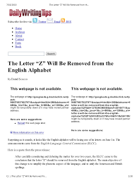 Audio/video recordings of 20,000 words. The Letter Z Will Be Removed From The English Alphabet