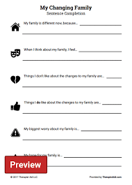 My Changing Family Sentence Completion Worksheet Therapist Aid Family Therapy Worksheets Therapy Worksheets Family Therapy Activities