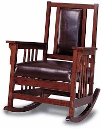 Dark Oak Wood Padded Faux Leather Rocker Chair Transitional Home Furniture Chair Wood Rocking Chair Rocker Chairs Rocking Chair