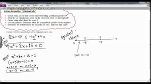 Alg 2 Solving Quadratic Inequality Using Sign Chart Section 4 9