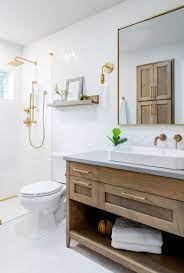 The cabinets can stand the double vessel sinks that separated with small white glass box. 75 Beautiful Bathroom With A Vessel Sink Pictures Ideas August 2021 Houzz