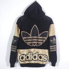 Black And Gold Adidas Jacket Rare Vintage 80s 90s Adidas Hoodie Sweatshirt Black Gold Adidas Pullover Jumper Adidas Big Logo In 2020 Adidas Hoodie Adidas Pullover Sweatshirts Hoodie
