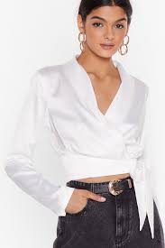 Karina is wearing a size s in the silk set paired with the leather belt off white. White Satin Blouse With Bow Buy Clothes Shoes Online