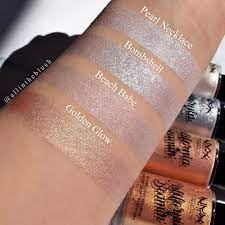 Caution Major Glow Ahead Allintheblush Swatches Our New Californiabeamin Face Body Liquid Hi Nyx Professional Makeup Face And Body Liquid Highlighter
