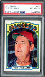 Ted Williams Autographed 1972 Topps Card #510 Texas Rangers PSA/DNA  #84610047