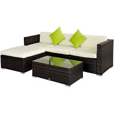 Outsunny 5pc Rattan Conservatory Furniture Garden Corner Sofa Outdoor Grey Parasol Not Included In 2020 Corner Sofa Outdoor Outdoor Patio Furniture Sets Patio Furniture Sets