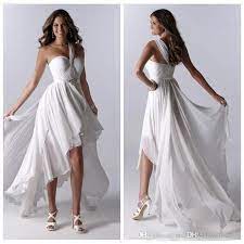Discount Greek Goddess One Shoulder Chiffon High Low Wedding Dresses Pleated Ruched Bridal Gowns Summer Boho Beach Wedding Gowns 2018 Cheap Best Wedding Gowns B Wedding Dresses High Low Beach Style