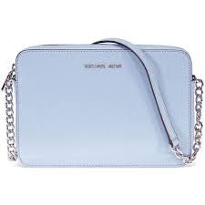 Michael Kors Jet Set Travel Large Crossbody Bag Pale Blue 111 Liked On Polyvore F Handbags Michael Kors Travel Purse Crossbody Leather Handbags Crossbody