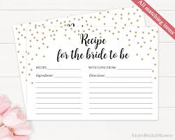 Recipe Card Template Printable Bridal Shower Recipe Card Gold Confetty Recipe Cards Template Bridal Shower Recipe Cards Printable Bridal Shower Recipes Cards