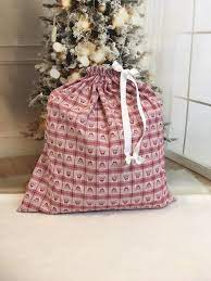 Extra Large Christmas Fabric Gift Bags Buffalo Plaid Santas Etsy Christmas Fabric Fabric Gifts Fabric Gift Bags