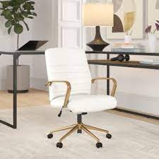 Gold metal and white wood isla desk. White Rose Gold Office Chair Wayfair