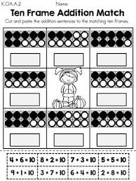 Ten Frame Addition Match Match Addition Equation To Matching Ten Frame Part Of The Autumn Kindergarten Math Kindergarten Math Activities Math Worksheets
