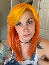 Feeling a bit blue and want to update your look for next season? Saw A Beautiful Girl With Orange Hair On Here The Other Day And Had To Take My Own Orange Leap This Was Colored Over Faded Blue Hair Fancyfollicles