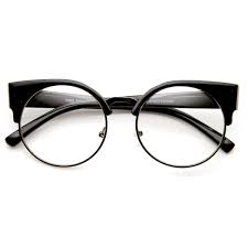 Half Black And Clear Glasses Womens Half Frame Semi Rimless Clear Lens Cat Eye Round Glasses Hipster Glasses Hipster Eye Glasses Indie Hipster
