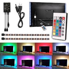 Eeekit 2pcs 50cm Usb Led Tv Light Strip 5v Rgb Led Mood Background Lighting Ir Remote For Smart Tv Hdtv Pc Walmart Com Walmart Com