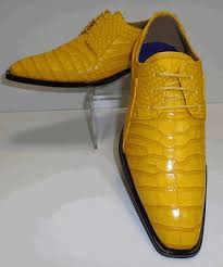 Mens Awesome Bright Yellow Embossed Gator Look Dress Shoes Roberto Chillini 6563 Dress Shoes Men Dress Shoes Shoes