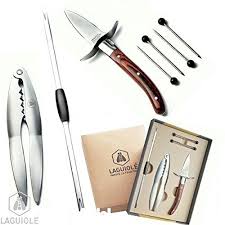 Laguiole Coffret Couteau A Huitres Et Fruits De Mer Comprenant 1 Couteau A Huitres Manche Bois 1 Pince A Huitre 4 Pics A Oyster Knife Knife Set Gift Laguiole