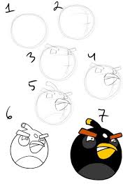 Crazy Bird From Finding Dory Drawing Tutorial How To Draw A Black Angry Bird Step By Step Drawing Tutorial Easy Cartoon Drawings Drawings